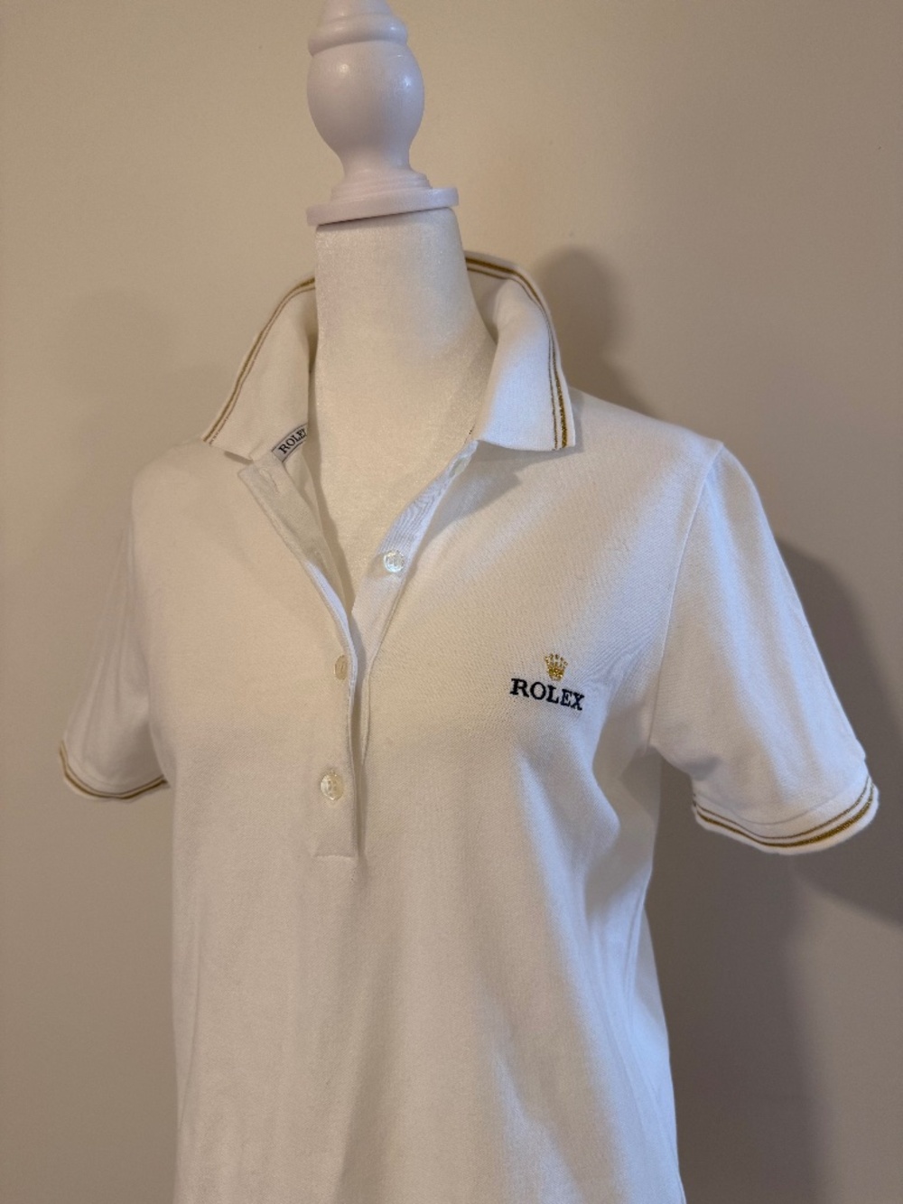 Rolex Golf T- shirt with gold stripe trim